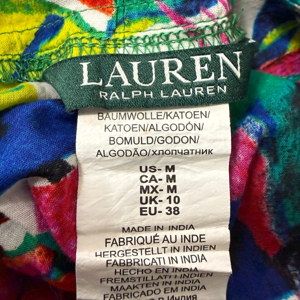 Lauren Ralph Lauren Tropical Print Dress Size Medium Colorful - Picture 7 of 8